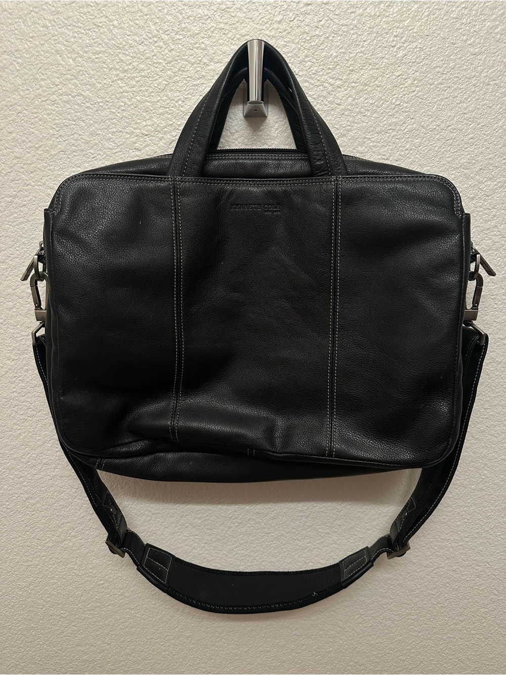 Kenneth Cole Black Leather Laptop Briefcase